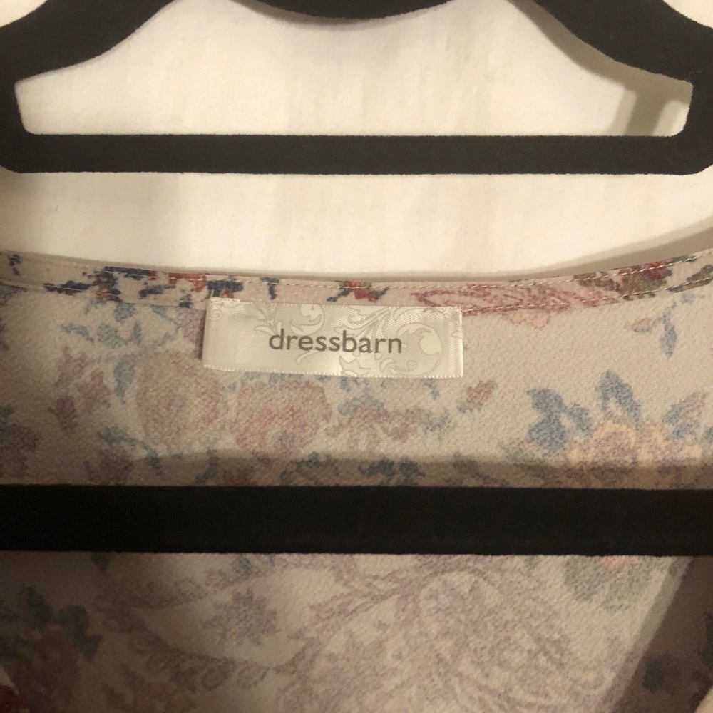 Dressbarn Printed Beaded Trim Long Sleeve Blouse - Picture 2 of 7